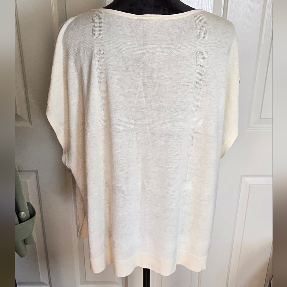 Pendleton Cream Airy Windowpane Pullover Size L - image 2